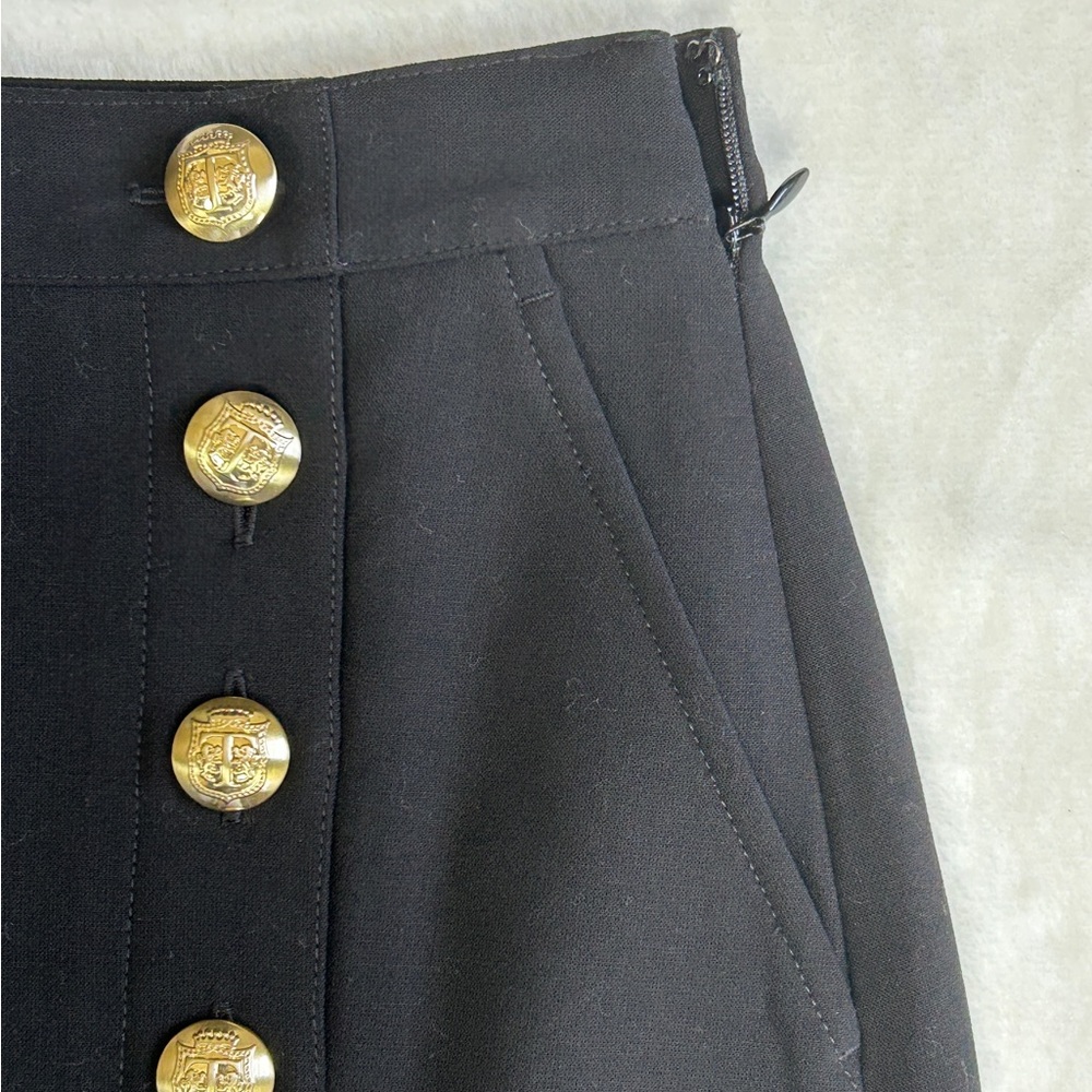 Talbots Petite Button Side Split A-Line Black Mid… - image 6